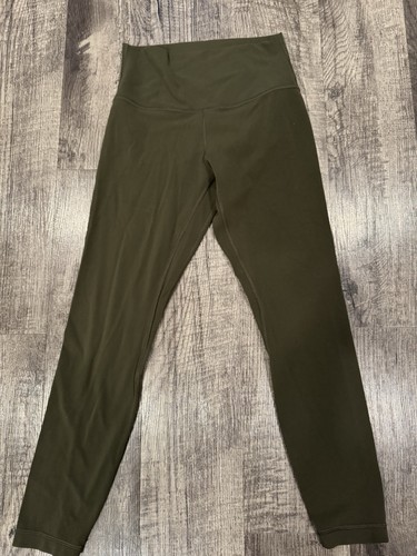 lululemon Olive Ankle Leggings High Rise Size 6 Nylon Lycra Stretch Yoga