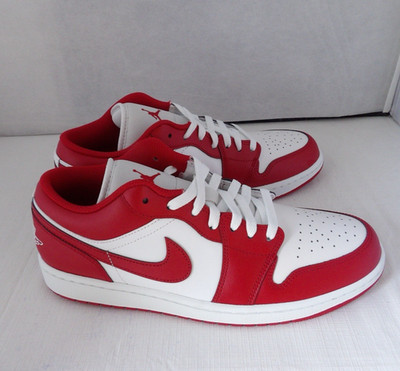 NWOB Authentic NIKE AIR JORDAN 1 LOW White/Red Leather Men's Size 11 M