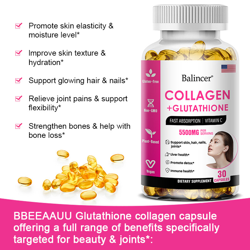 Collagen + Glutathione 5500mg. L-Glutathione Skin Whitening 30 Caps