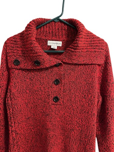 Sag Harbor Womens Holiday Knit Sweater Cardigan Shawl Collar Button Turtleneck - Picture 4 of 23