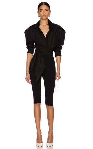 Alexandre Vauthier Wrap Top Black Collar Long Sleeve 40 NWT $1170 - Picture 5 of 6