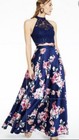 Size 5 Navy Floral 2 Pc Prom Homecoming Pageant Formal Gown Dress NWT — photo 5