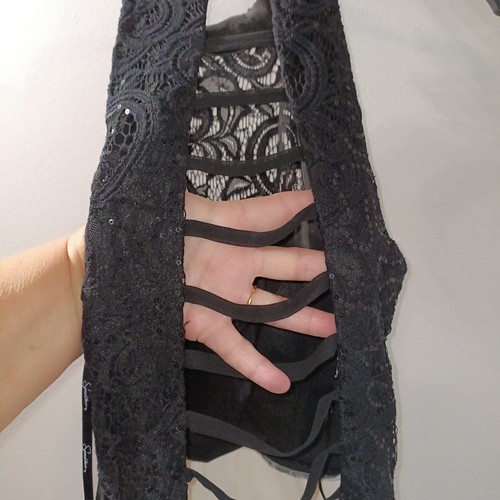 Vestido Speechless Negro/Blanco Semi-Formal Cóctel con Brillo Suave Talla 5 - Imagen 9 de 9