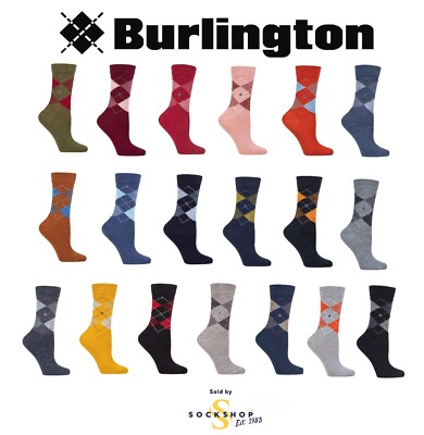 Damen Argyle Diamond Socken Burlington Whitby extra weich in vielen Farben 1 Paar