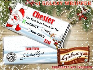 X1 PERSONALISED LARGE CHRISTMAS CHOCOLATE BAR WRAPPER naughty or nice list 