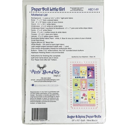 Sugar & Spice Paper Dolls Quilt Blocks by Amy Bradley Designs Lot of 9 Patterns - Picture 11 of 18