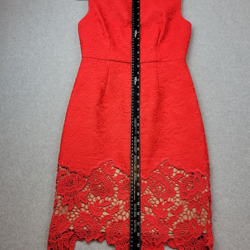 Anthropologie Plenty Tracy Reese Womens Dress 4 Red Flame Lace Bodycon Event - Picture 11 of 16