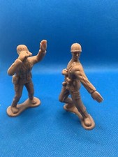 Greenbrier Army Man Tan Plastic 4  Inch Stands On Base Bundle Of 2 Figures