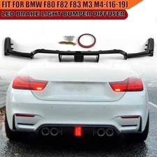 Gloss Black Rear Diffuser Lip W/ Light Lamp For 2015-2020 BMW F80 M3 F82 F83 M4