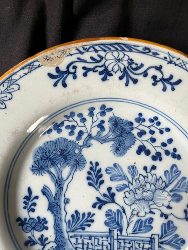 Assiette en faïence chinoise bleu et blanc Delft hollandais Bijl 18ème - Photo 4 sur 9