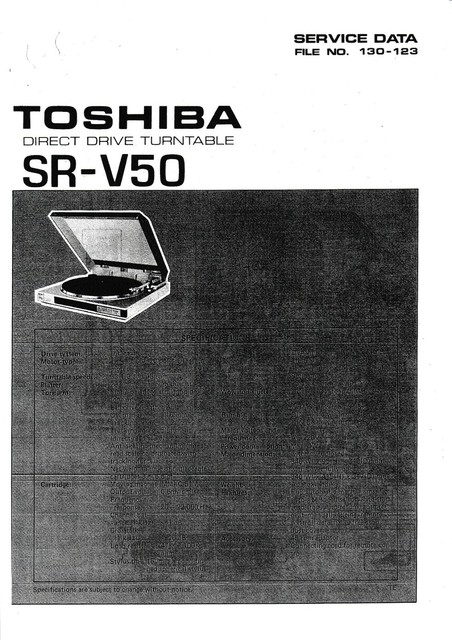 Service Manual Instructions for Toshiba SR-V50 UN7921 Service Manual Instructions for Toshiba SR-V50 UN7921