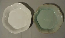 Set of Two Stoneware by Grestel Made in Portugal Baking Dishes - White & Seafoam
