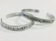 Alpha Sigma Alpha, Aspire Seek Attain FREE SHIPPING, Sorority bracelet Ann Peden