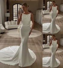 Mermaid Wedding Dresses Elegant Simple White Ivory Satin Straps Bridal Gowns