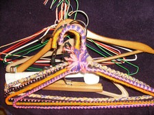 16 PC HANGERS MULTI ASSORTED PADDED WOOD CROCHETED YARN PADDED PLASTIC