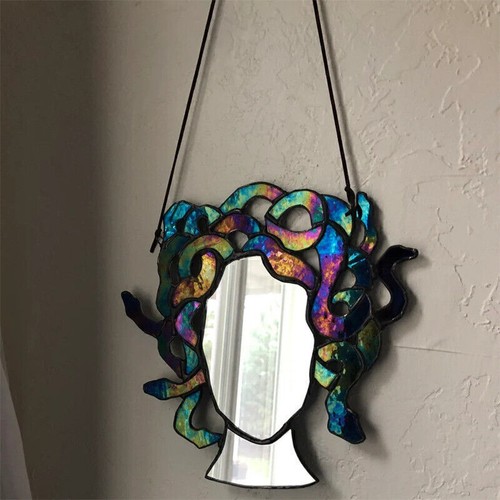 New Stained Glass Medusa Mirror Sun Catcher Wall Window Hanging Home Art Decor - Picture 7 of 8