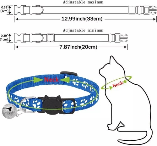 12x Safety Release Kitten Collar Quick Release Reflective Bell Hi Vis Adjustable - Picture 4 of 9