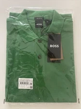 HUGO BOSS Firenze Polo Shirt Modern Fit 100% Pima Cotton GREEN Mens MEDIUM NWT