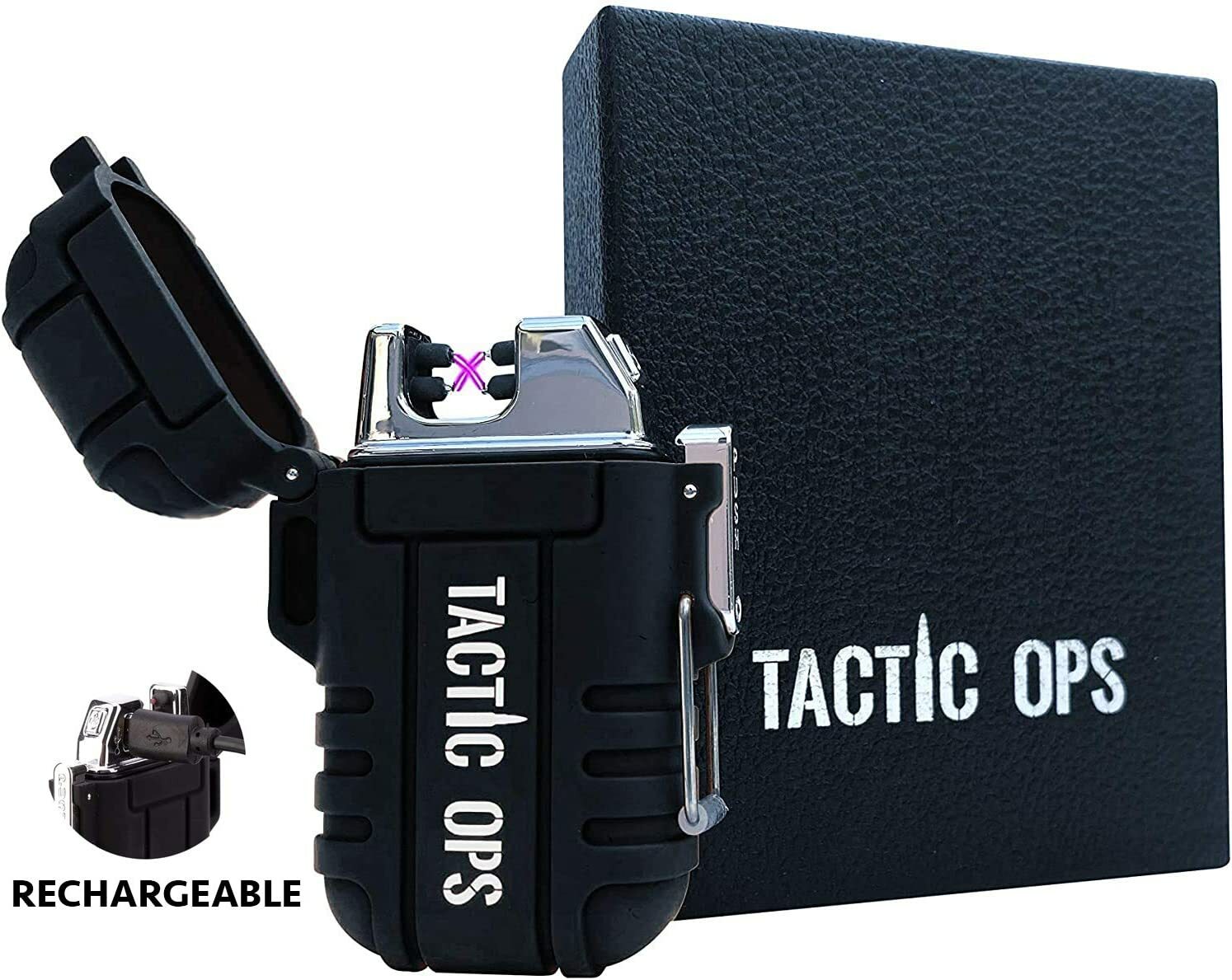 RECHARGEABLE TACTICAL WATERPROOF & WINDPROOF LIGHTER (BLACK)