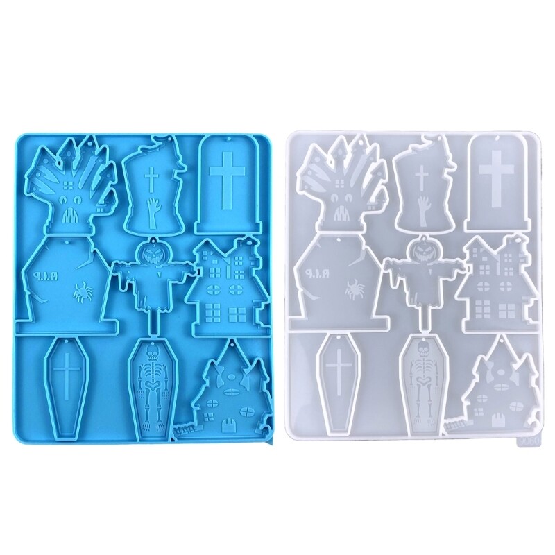 Semi-stereoscopic Halloween Silicone Mold for DIY Keychain Epoxy Resin Jewelry