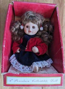 Holiday Place Full Porcelain Collectible Doll Vintage 6" Christmas 