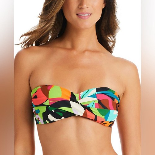 BAR III Women's Tropical Dreams Twist-Front Bandeau Bikini Top - Size Small - 第 1/8 張圖片