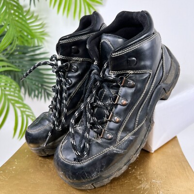 Women's Vintage 90s Grunge Route 66 Black Grunge Chunky Platform Boots 