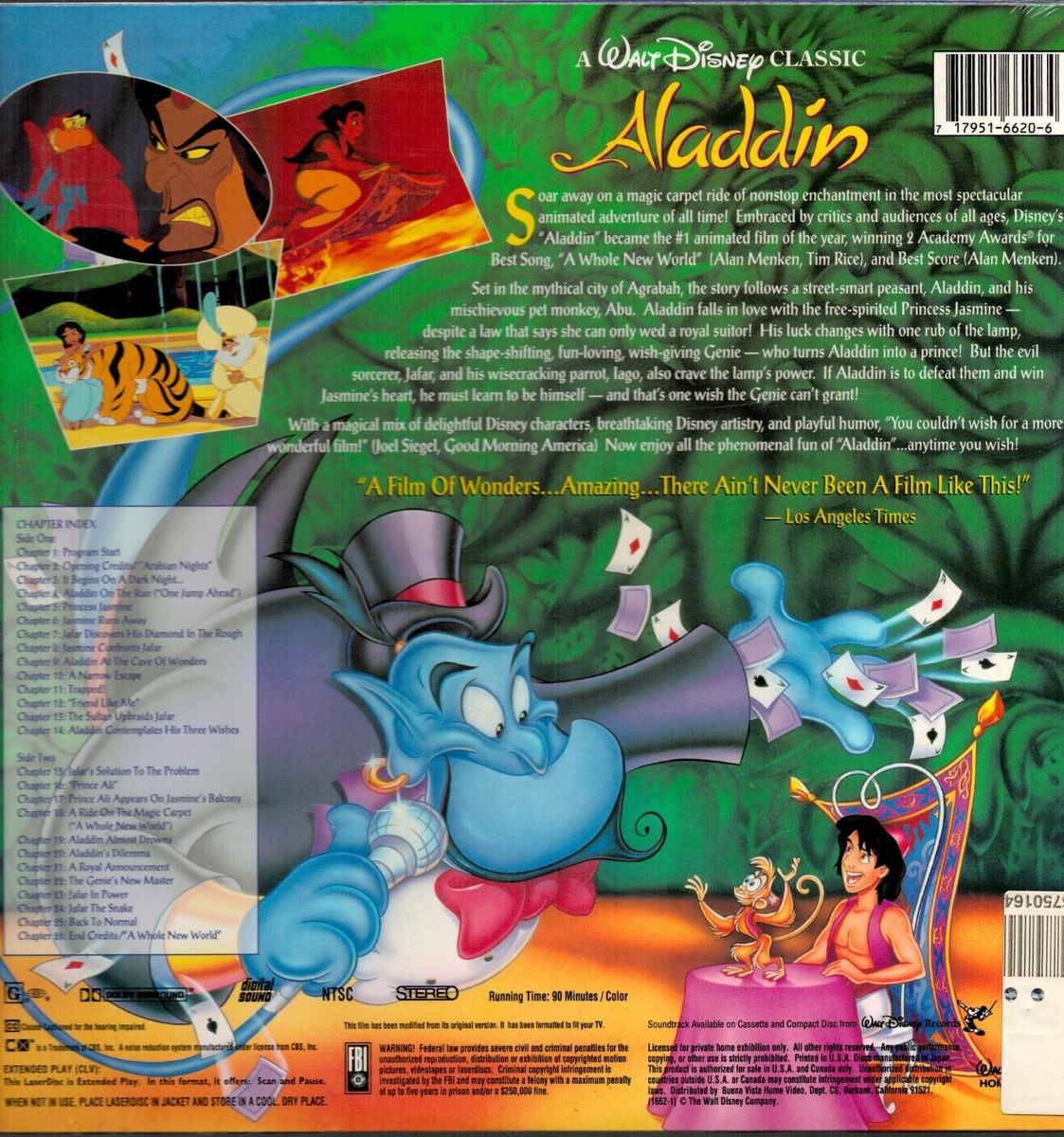 Walt Disney's Aladdin Extended Play Laserdisc Dolby Digital Stereo