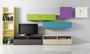 Dettagli su composizione soggiorno porta tv libreria pensile moderno mobili componibili sala Composizione soggiorno