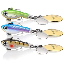 Tail Spinner Fishing Lures, 2.6" 0.5oz Fishing Spoons with Rotating Swimbaits...