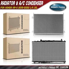 2x Aluminum Radiator & AC Condenser Cooling Kit for Honda HR-V 2016-2020 L4 1.8L