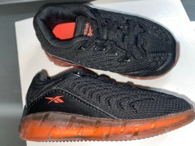 Reebok Chromat Zig Kinetics Unisex Toddler Sneakers- Black/Orange USA Size 5