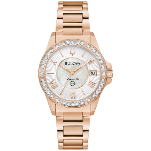 Bulova Women's Marine Star Quartz Date Indicator Rose Gold Watch 32mm 98R295 Bulova Women's Marine Star Quartz Date Indicator Rose Gold Watch 32mm 98R295
