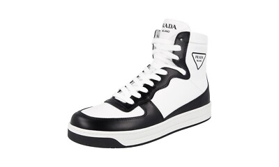 PRADA DOWNTOWN High-Top Sneakers - 1T638M - White Black