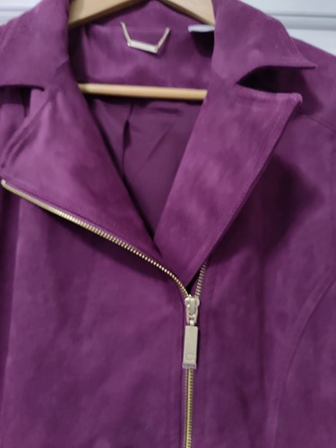 Chico's Faux Suede Zip Up Jacket Crimson Size 2 - Picture 3 of 4