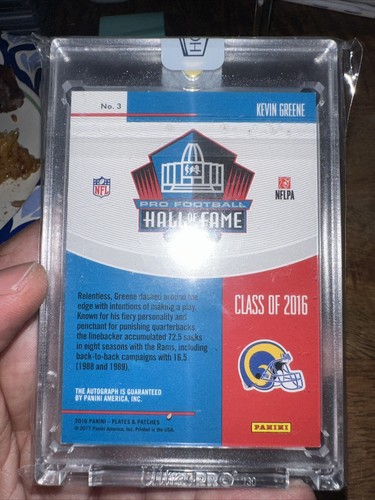 2018 Kevin Greene Panini Honors/Plates And Patches 1/1 Auto Last Auto HOF RIP - Picture 2 of 2