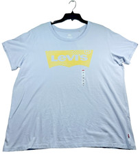 Levis Shirt Womens Plus Size 2X Blue Short Sleeve Cotton Big Logo New