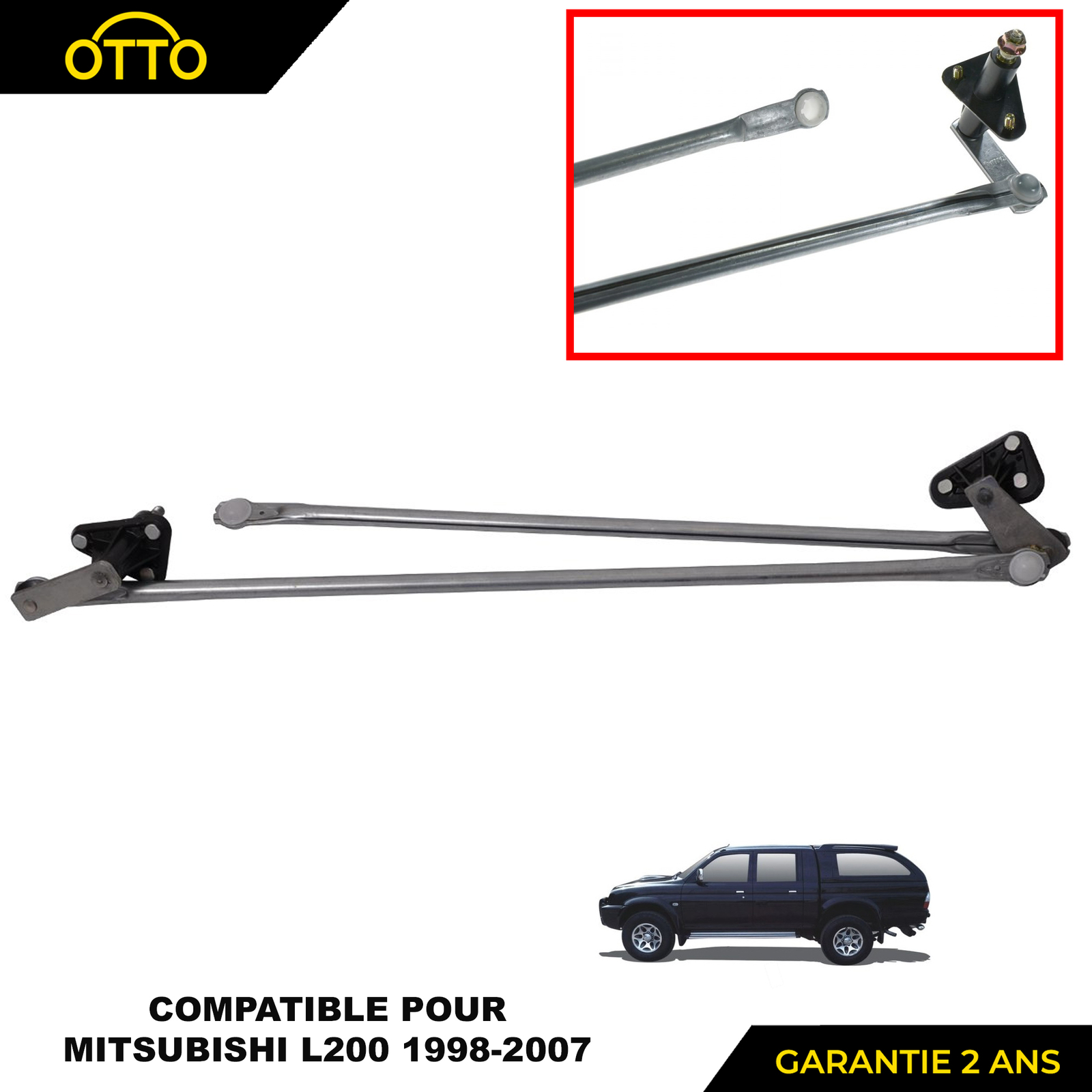 Tringlerie essuie-glace avant renforcée acier pour Mitsubishi L200 98-07 mécanique MR109453