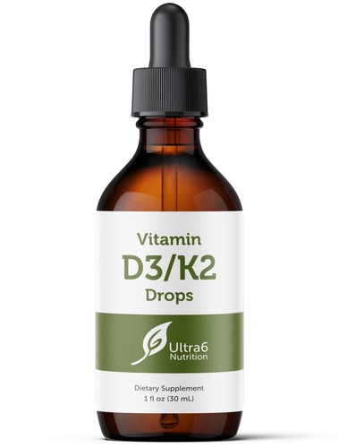 Ultra6 Nutrition Vitamin D and K2 Drops - Liquid Vitamin D3 with K2 Supplemen...
