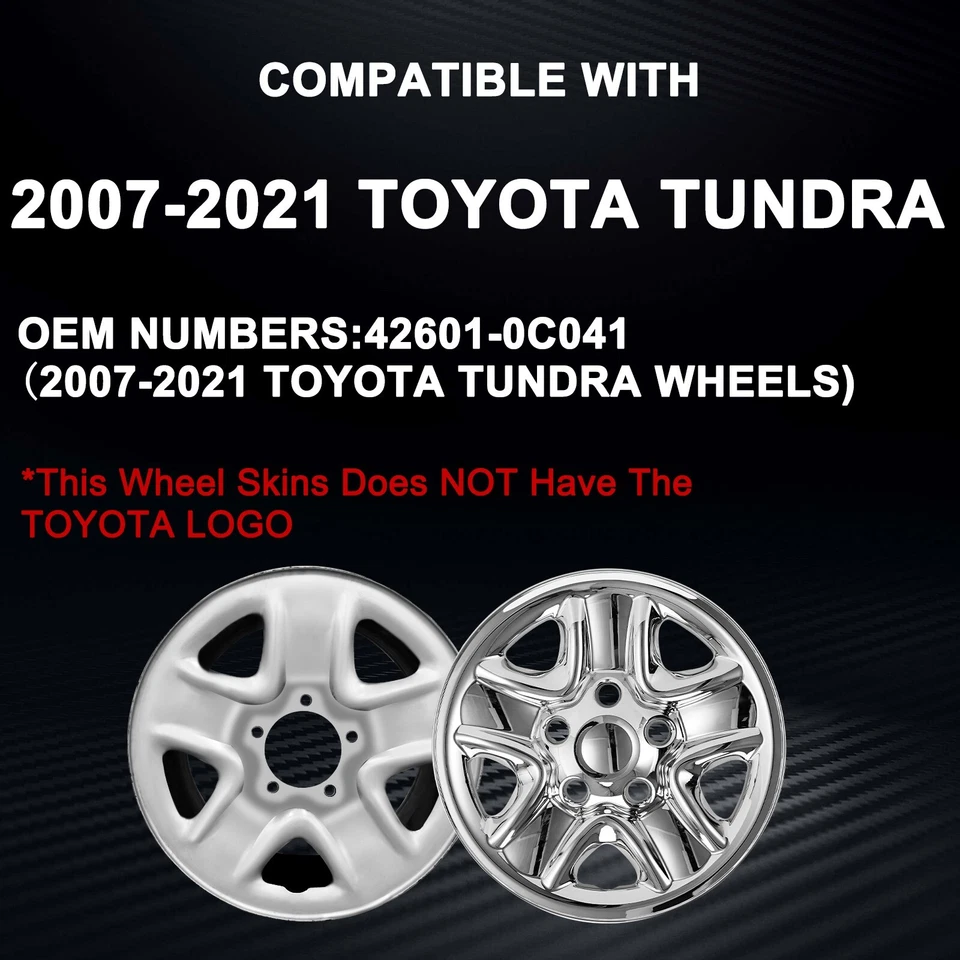 Chrome Wheel skins for 2007-2021 TOYOTA TUNDRA;18 inch Wheel Covers;Set Of 4 Pcs Foto 3 de 4