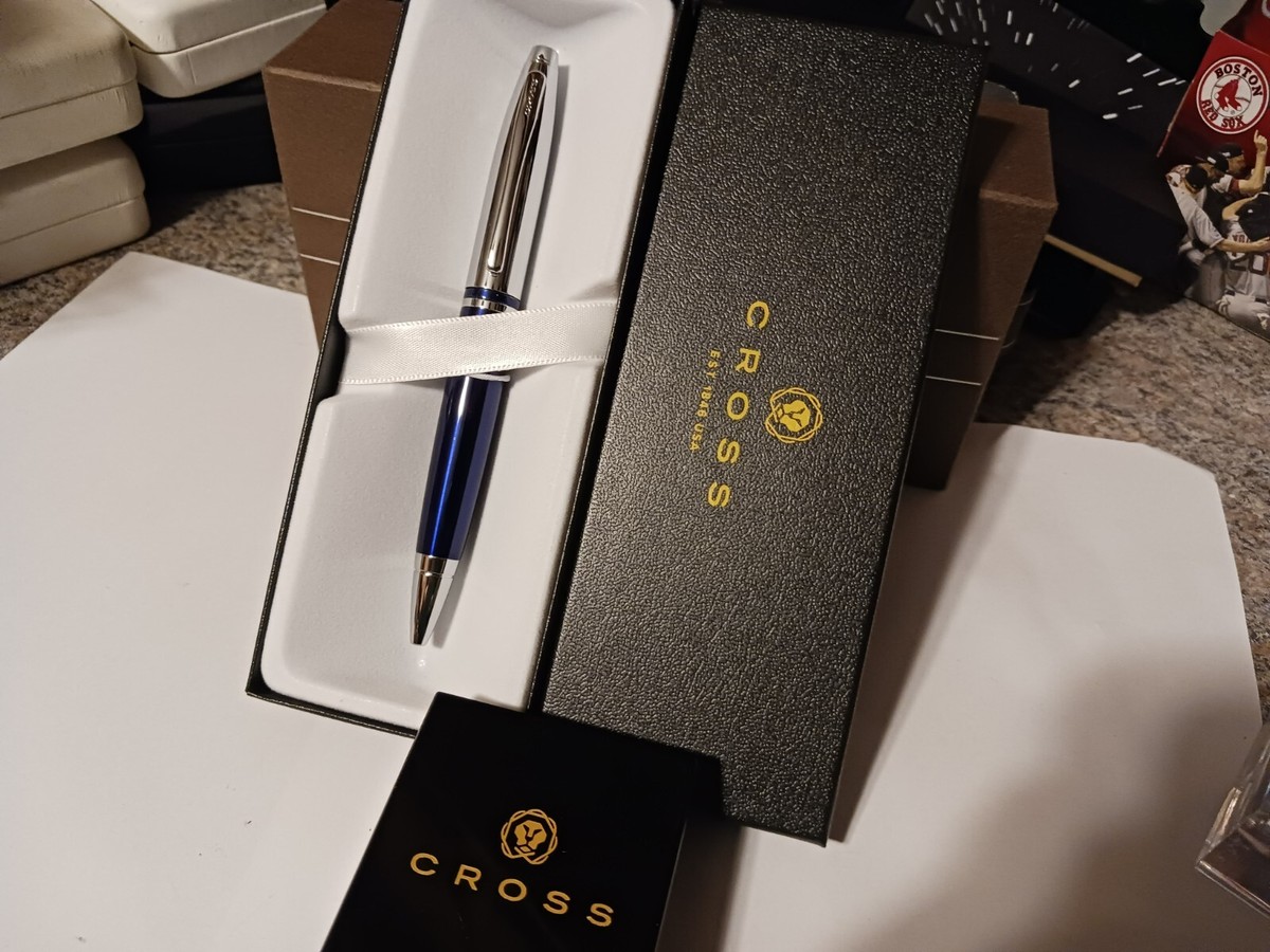 CROSS CALAIS METALLIC BLUE AND CHROME BALLPOINT PEN BRAND NEW BIRTHDAY GIFT