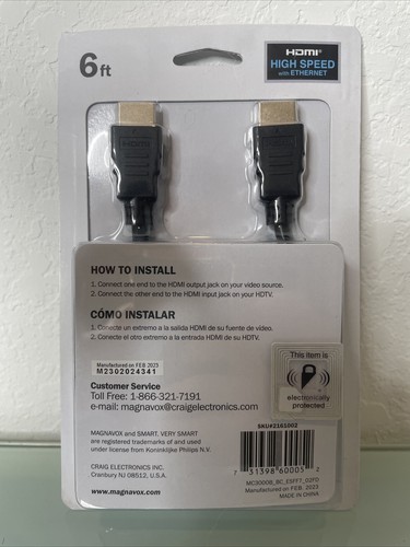 MC3000B HDMI 6FT HIGH Speed Cable with ETHERNET - Picture 2 of 2