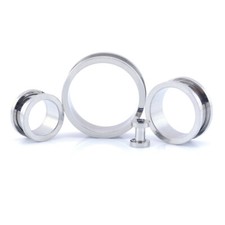 Ear Tunnel Flesh Plug SCREW ON Metal  Earlet - 3mm - 30mm 316 Stainless Steel 