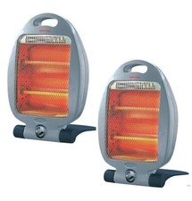 2 X Halogen Electric Heater 400w 800w Instant Heat Portable Free Standing Quartz