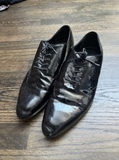 Gucci Men’s Shoes, Black Patent Leather, 11 US 10.5 UK 44.5 EU, Embossed Logo IT