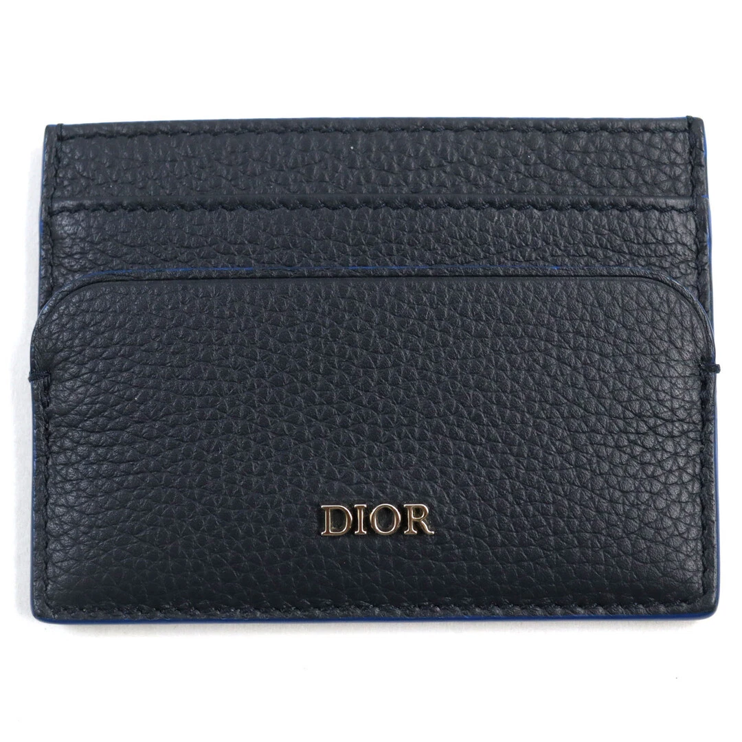 Étui Dior Homme Cuir avec Logo Raccords Métal Bicolore /Carte Bleu Marine