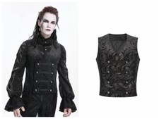 Devil Fashion Men Goth Punk Vest Retro Pattern Double Breasted Party Waistcoat