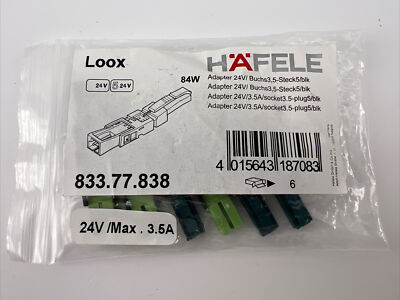 Pack Of 6 Hafele Adapter for Connecting Loox Lights  Accessories to Loox5 Driver