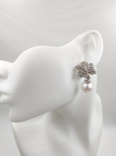 Genuine Huge 12.5mm White Pearl Earrings Moissanite Hallmark 925 Sterling Silver - Picture 20 of 21