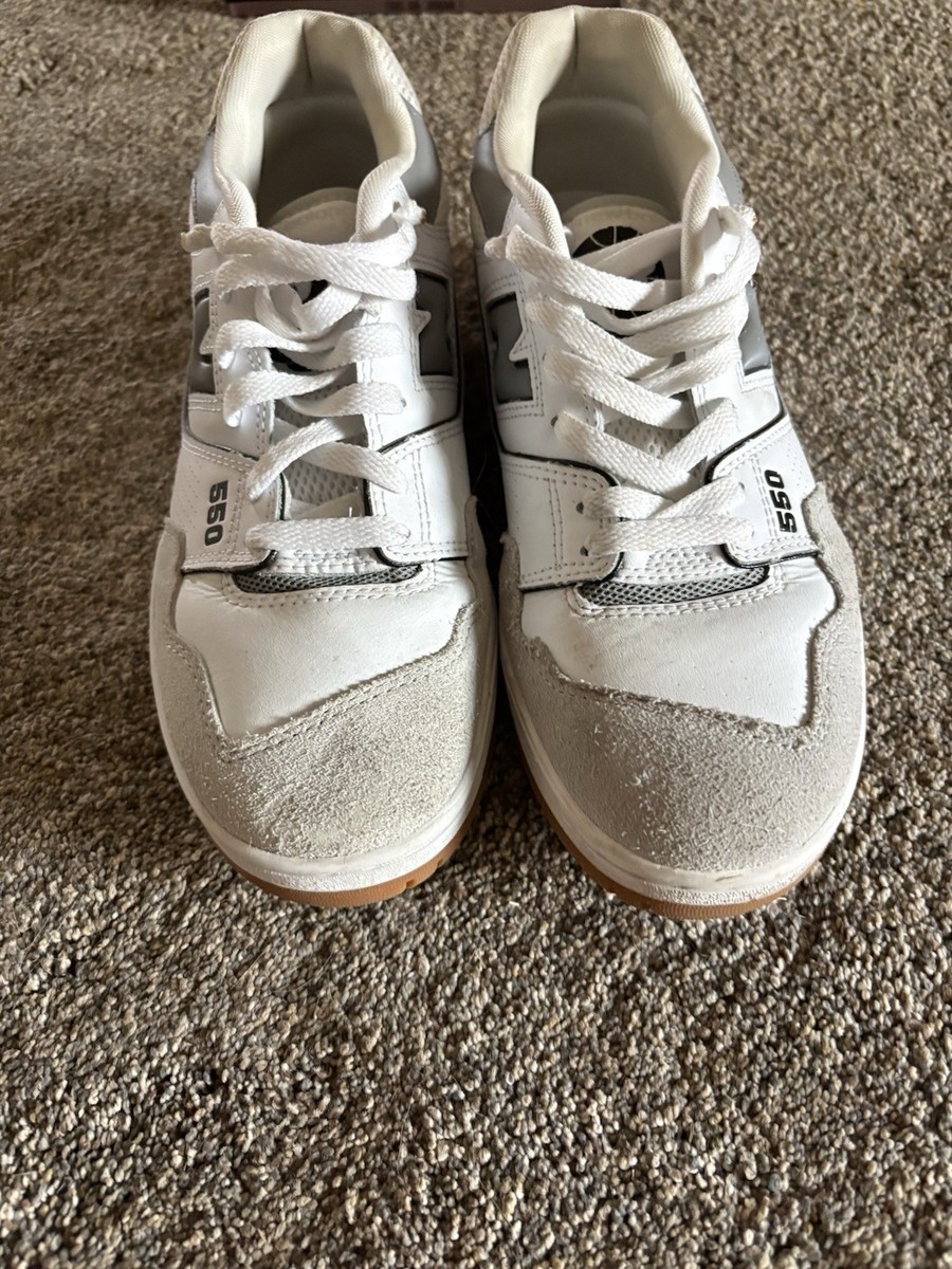 NEVER BEEN WORN)New Balance 550 White Slate Grey Gum Men display picture 2